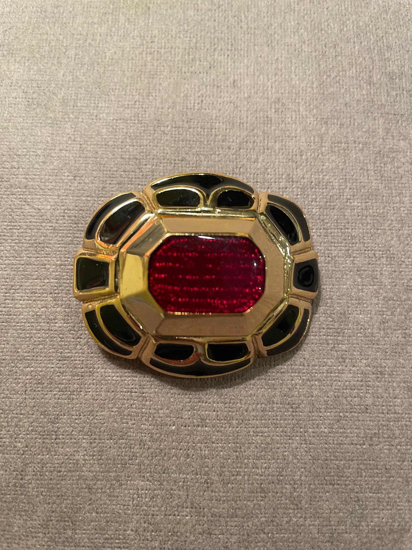 Brooch Helena Rubinstein, vintage, gold tone, enamel