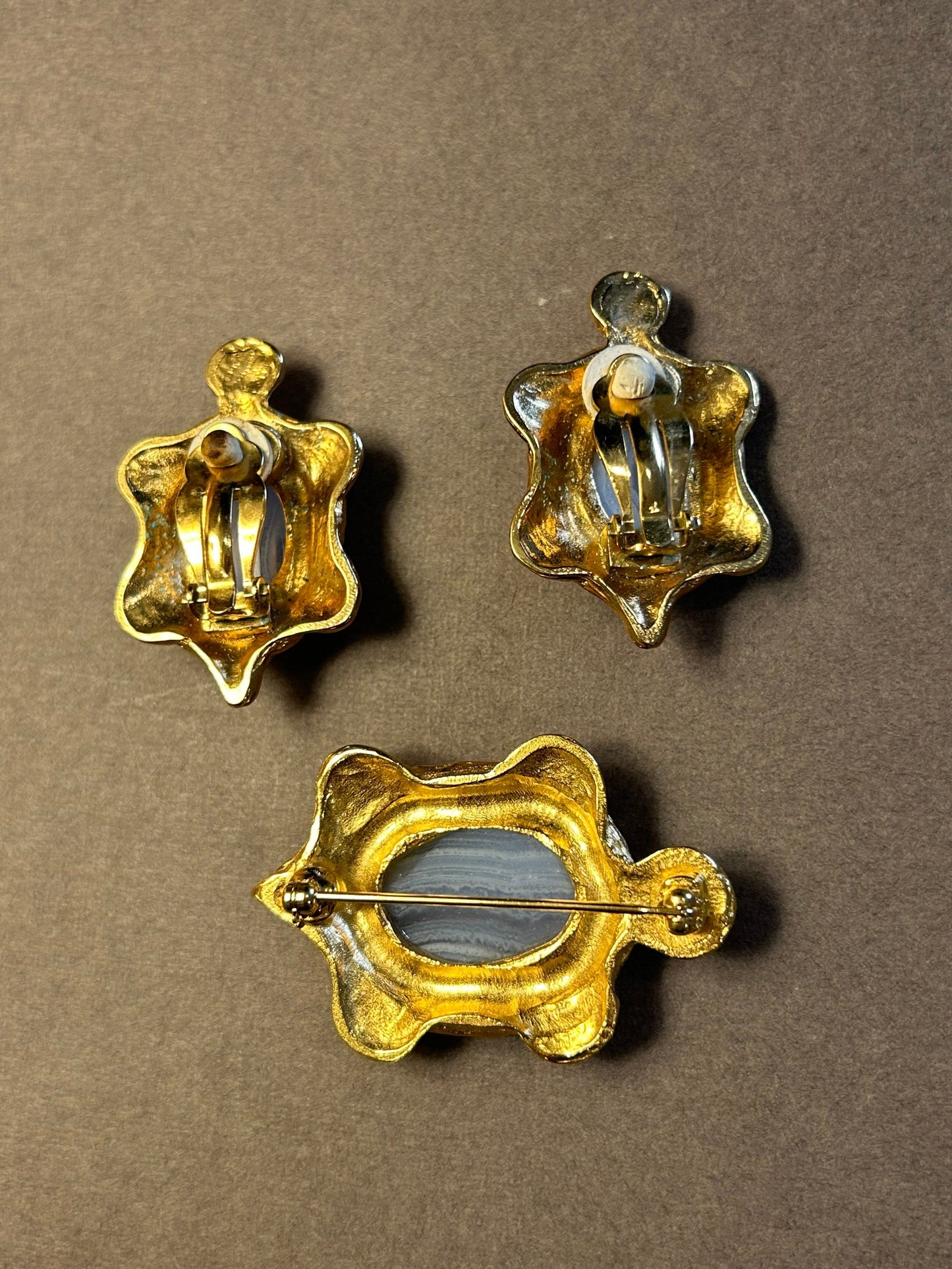 Set brooch and clip on earrings Patricia Delorme Paris