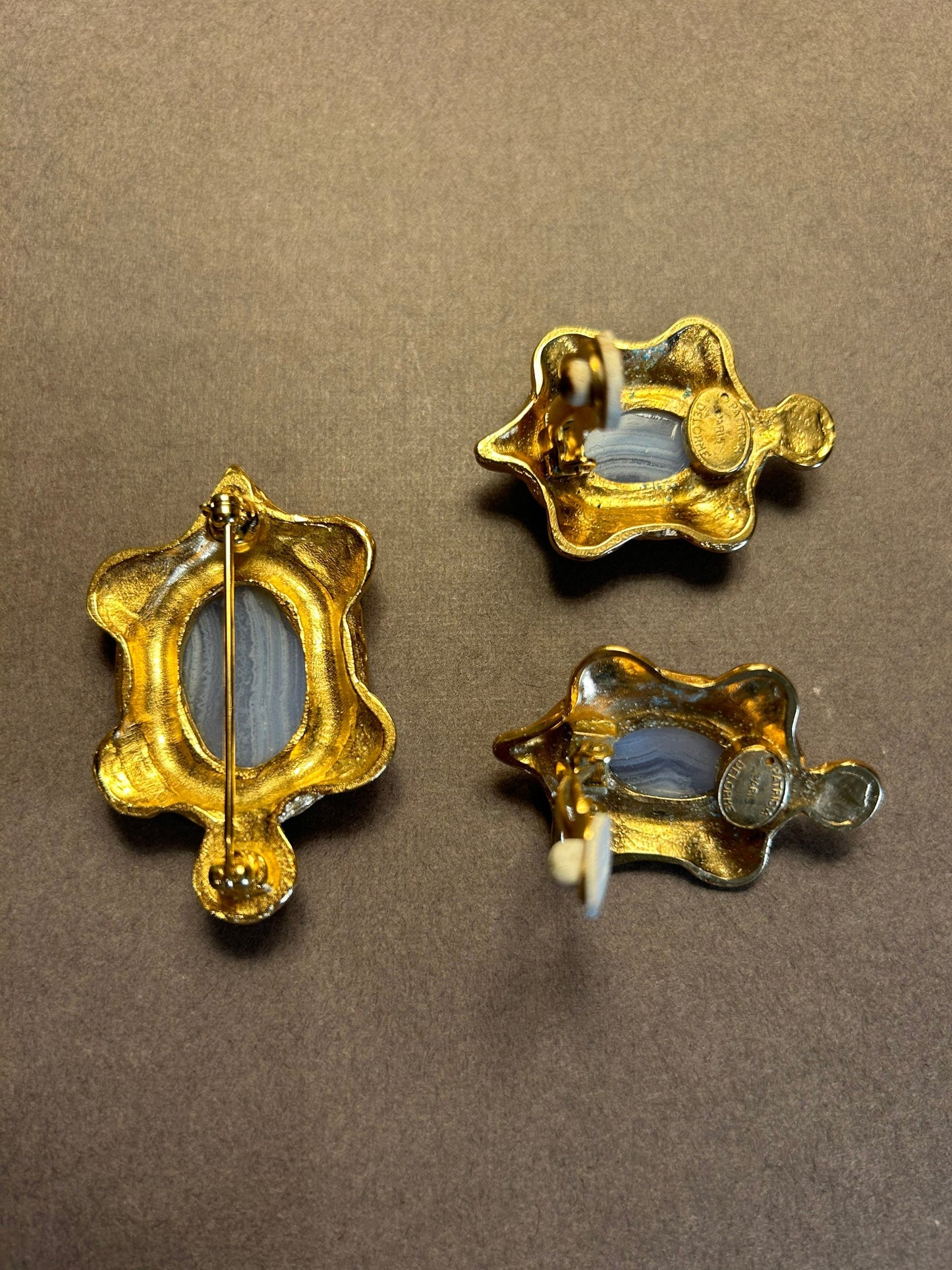 Set brooch and clip on earrings Patricia Delorme Paris