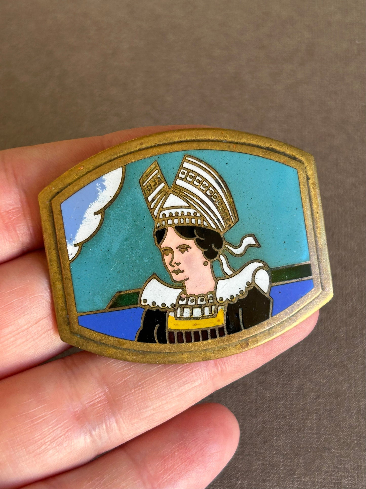 Antique enamel brooch