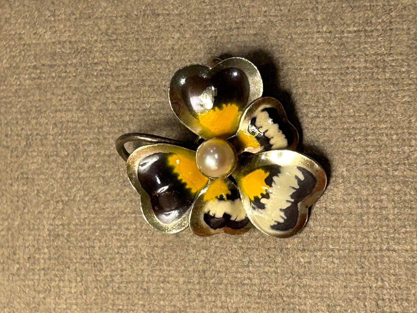 Carl Art Jewelry brooch  Pansies enamel sterling