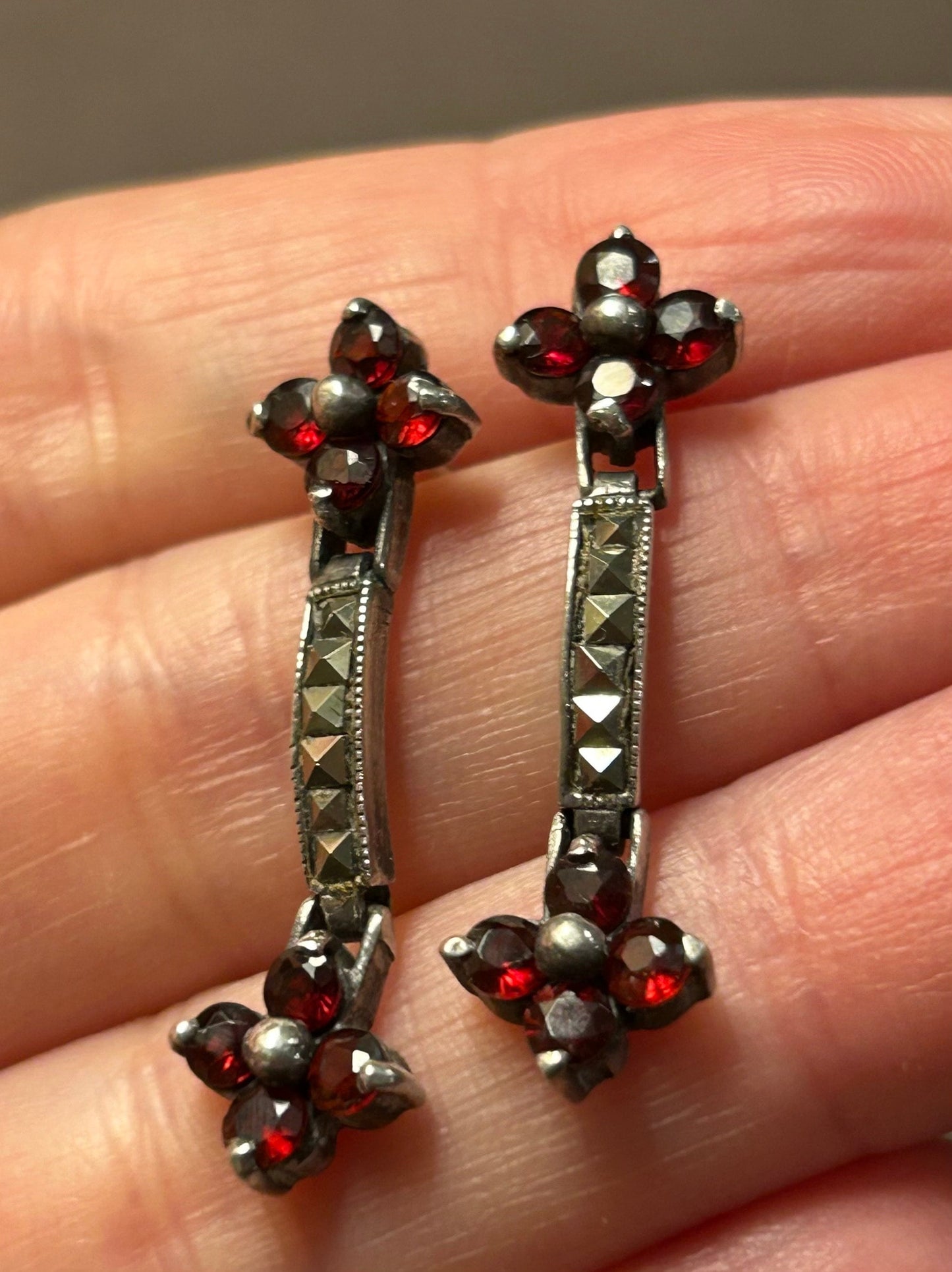 Garnet earrings vintage 925