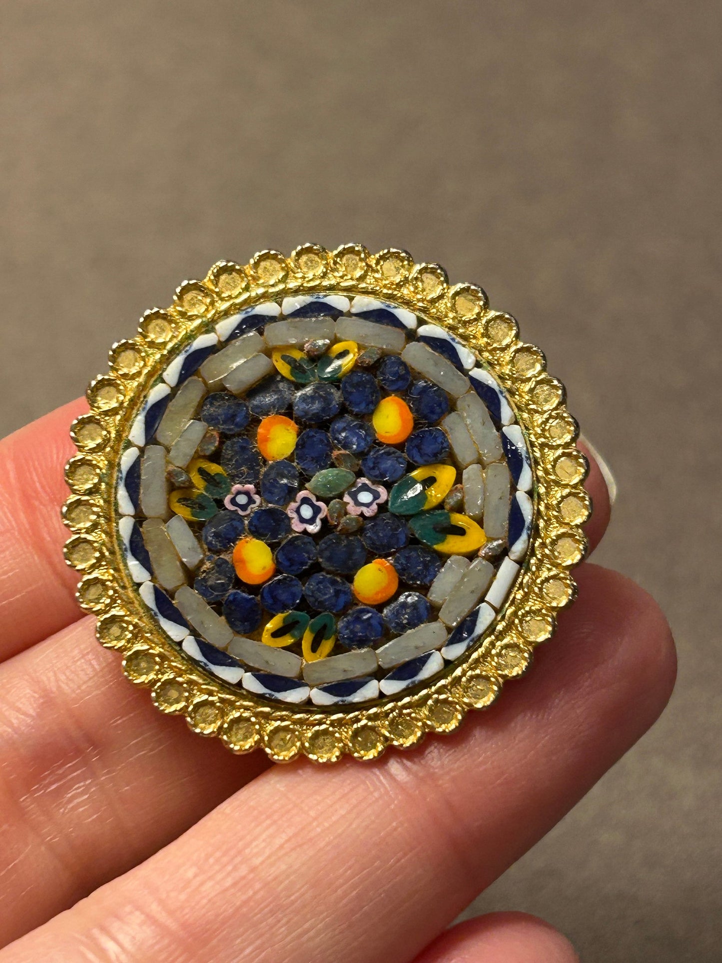 Vintage Italian mosaic brooch