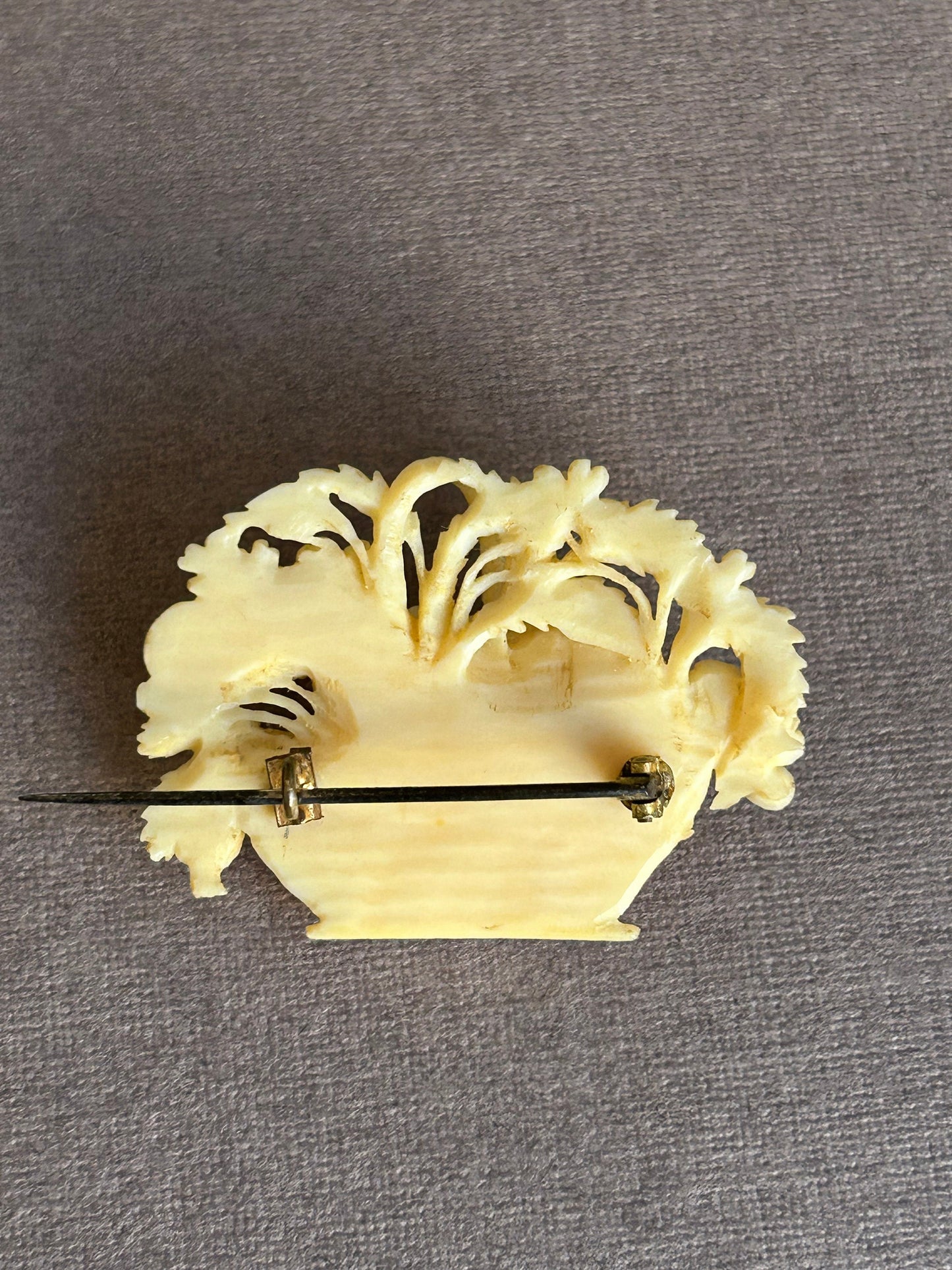 Antique carved bone brooch 1