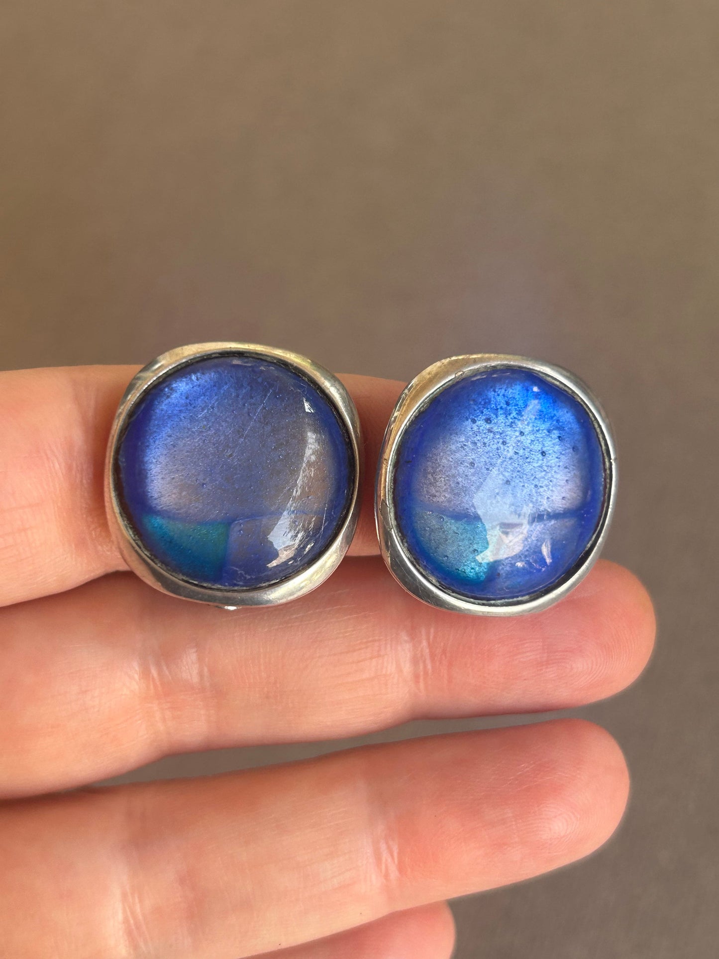 Vintage glass clip on earrings