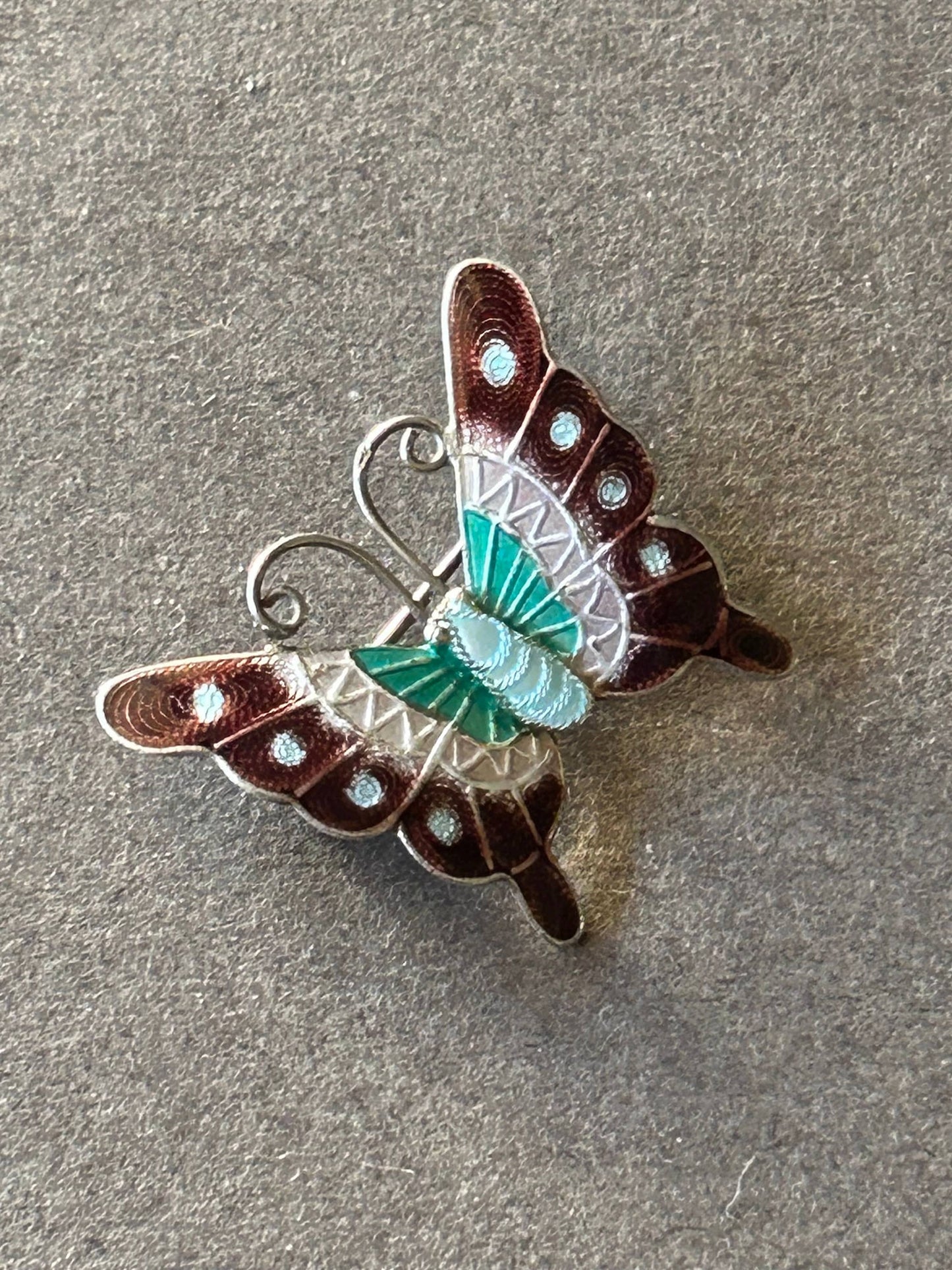 Brooch Butterfly enamel sterling