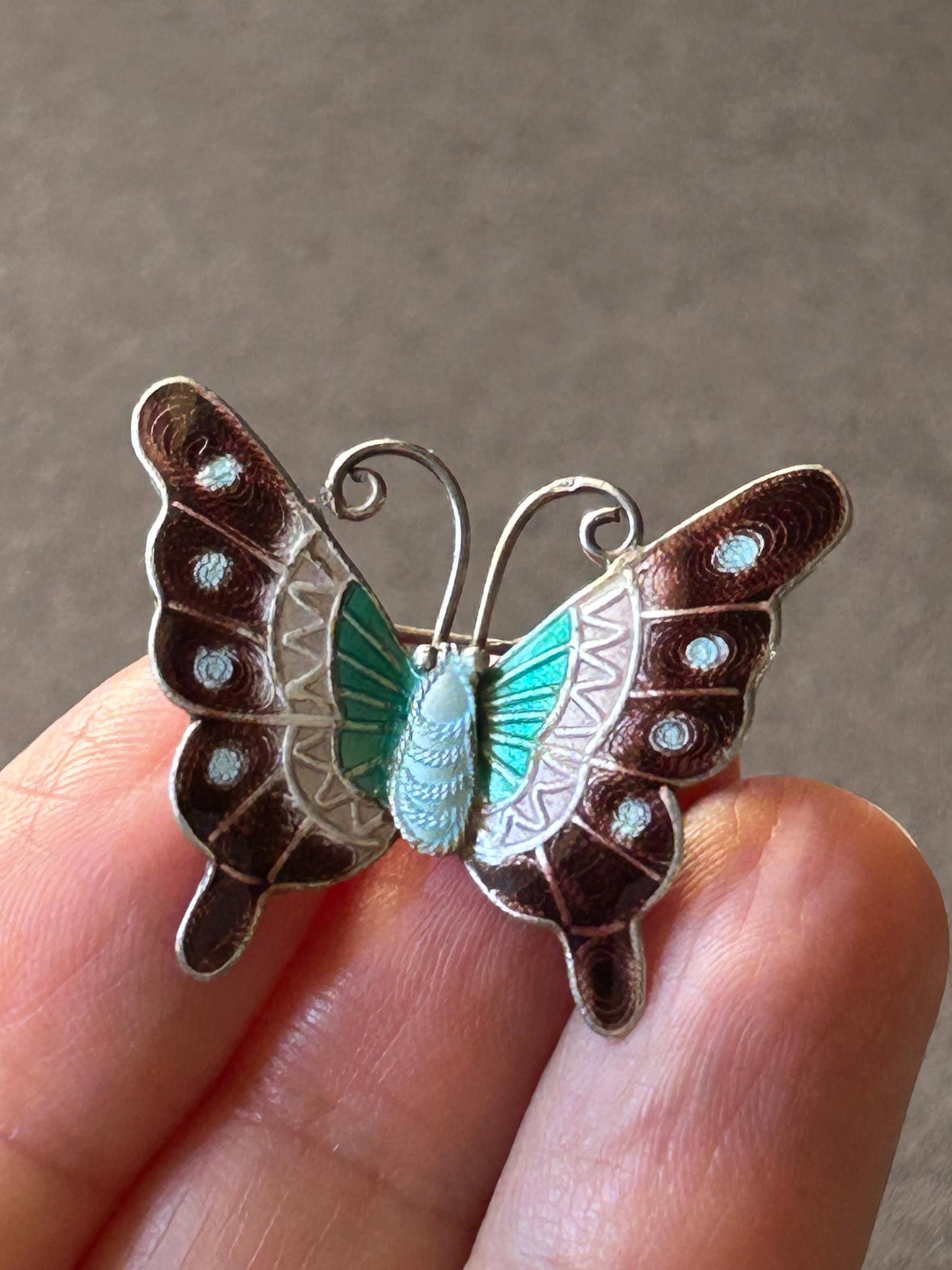 Brooch Butterfly enamel sterling