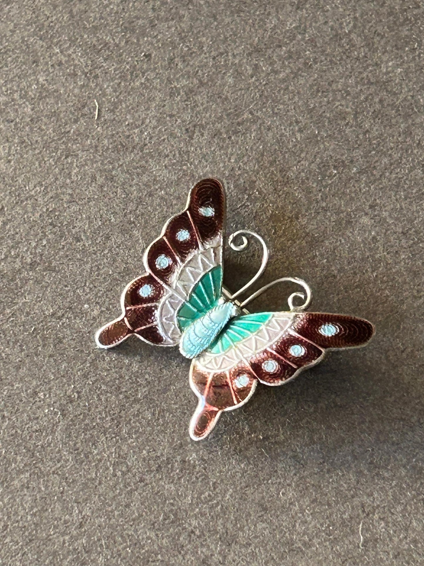 Brooch Butterfly enamel sterling