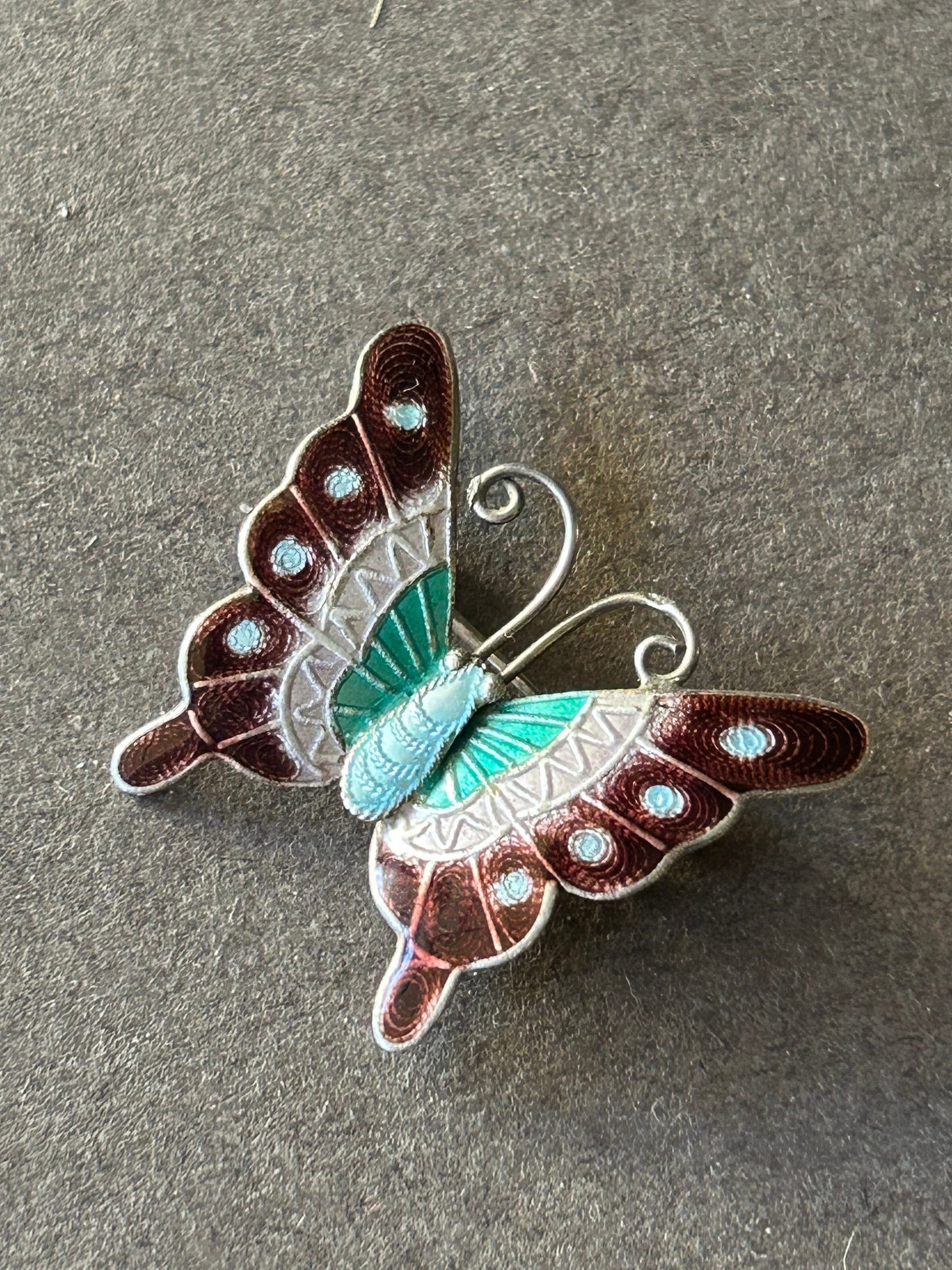 Brooch Butterfly enamel sterling