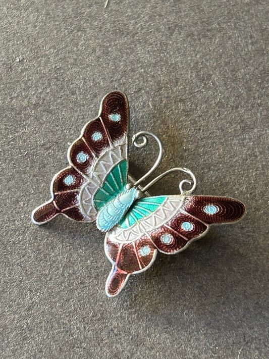 Brooch Butterfly enamel sterling