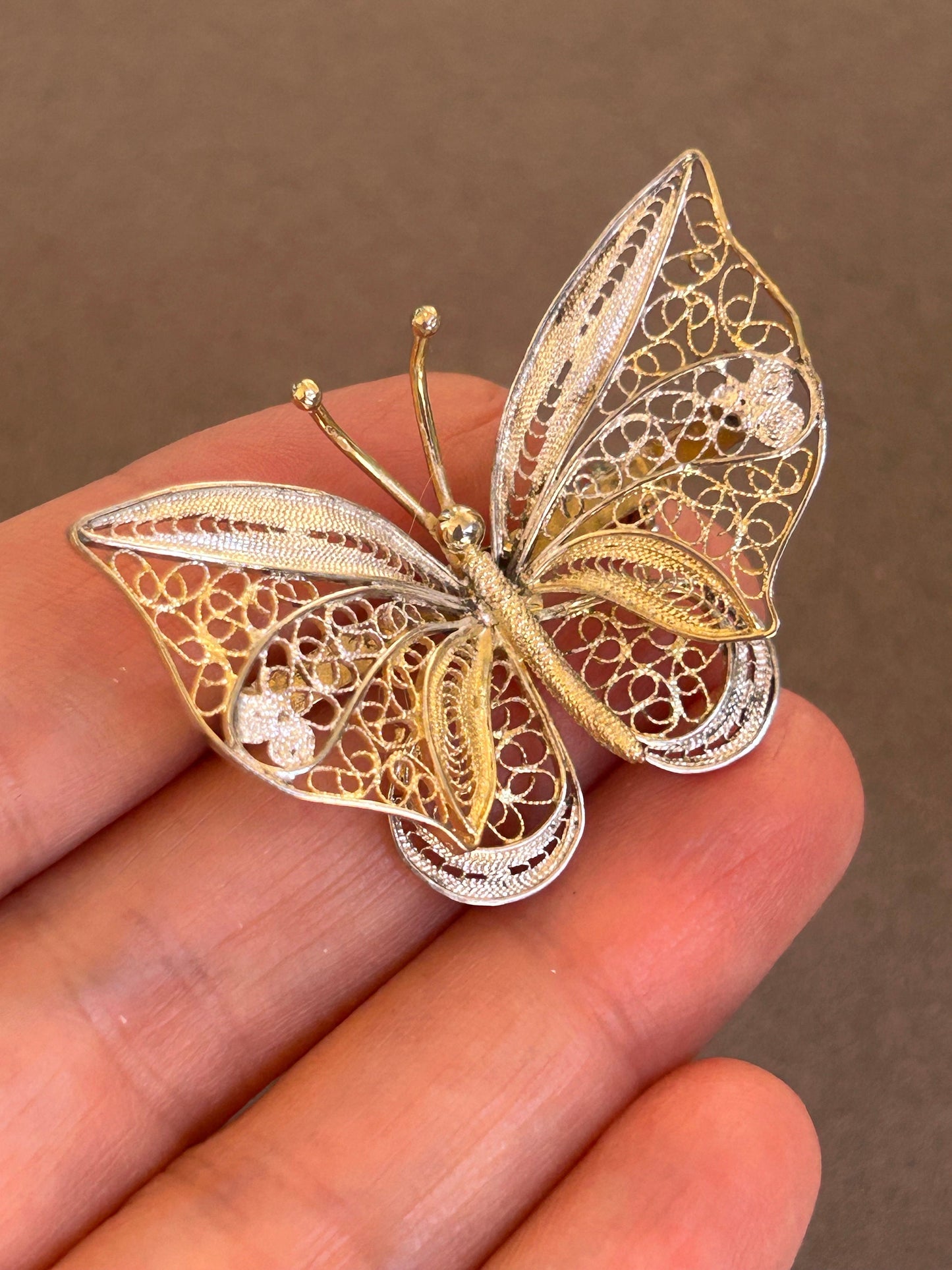 Silver brooch Butterfly  vintage 800