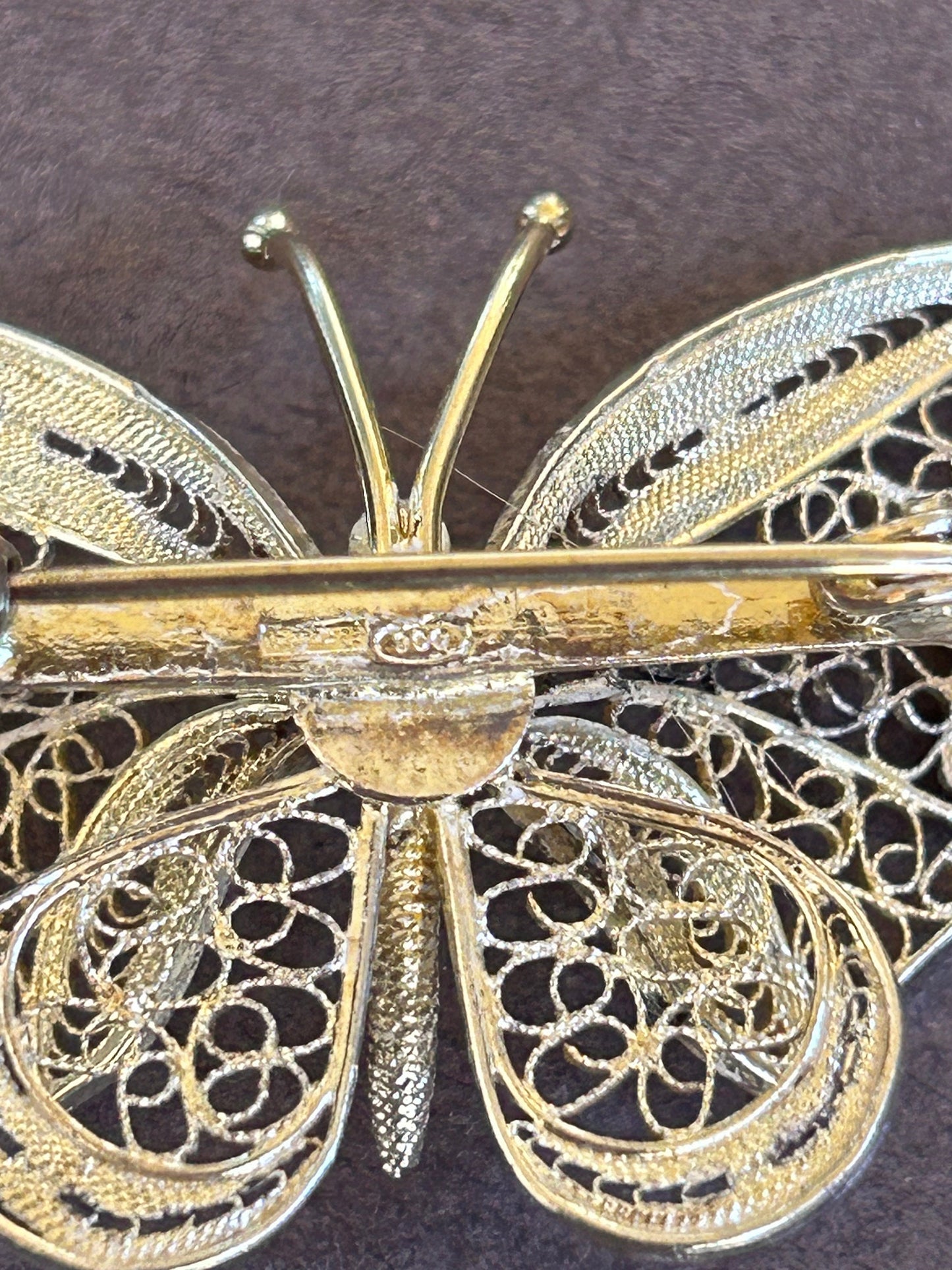 Silver brooch Butterfly  vintage 800