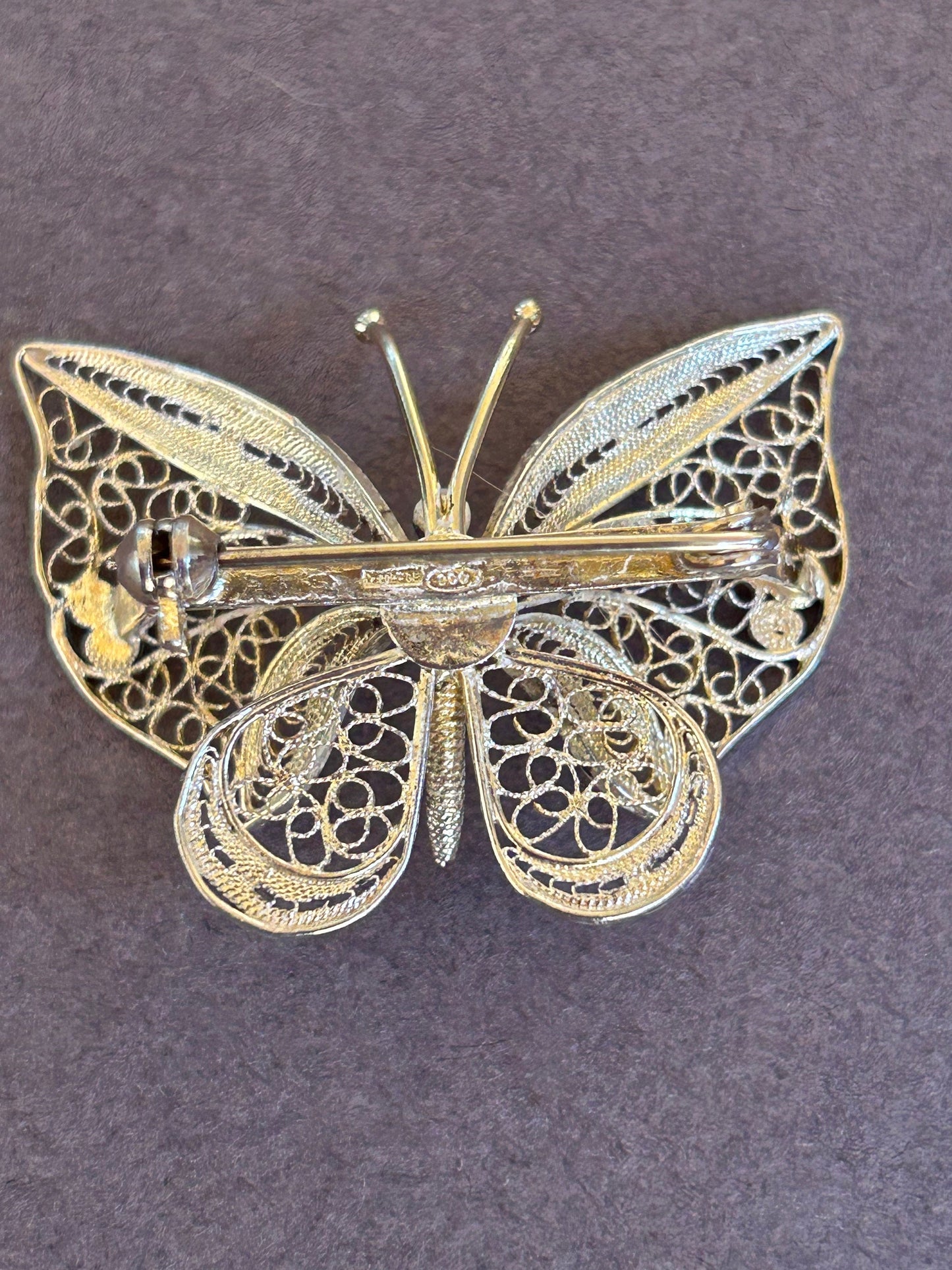 Silver brooch Butterfly  vintage 800