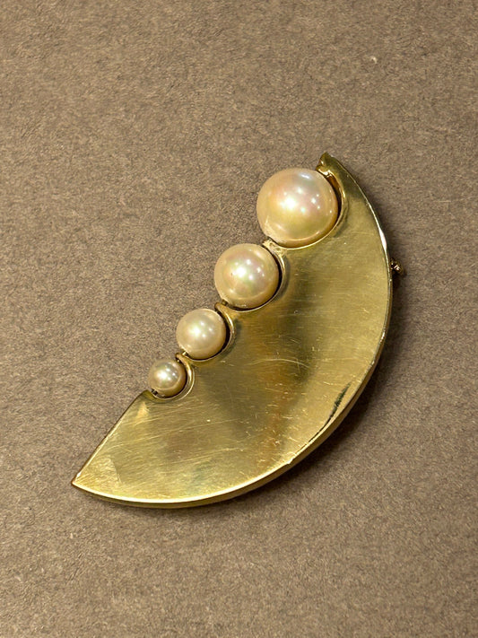 Brooch Majorica vintage vermeil 925