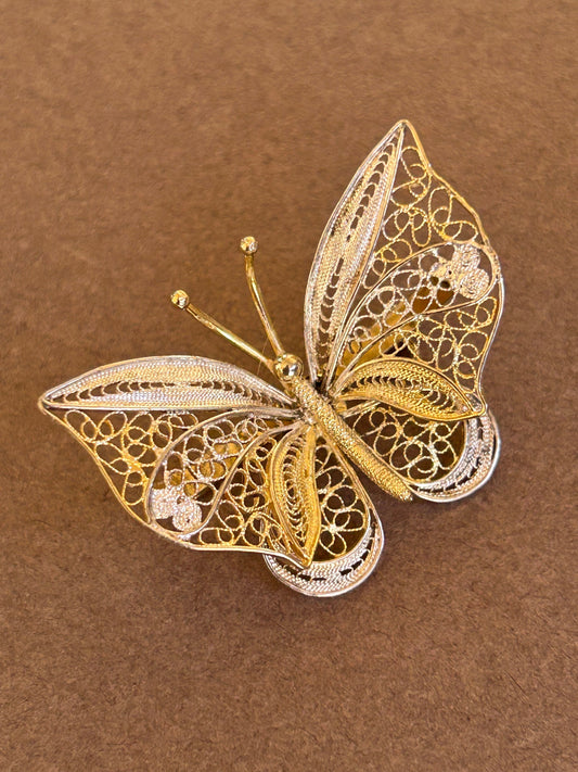 Silver brooch Butterfly  vintage 800