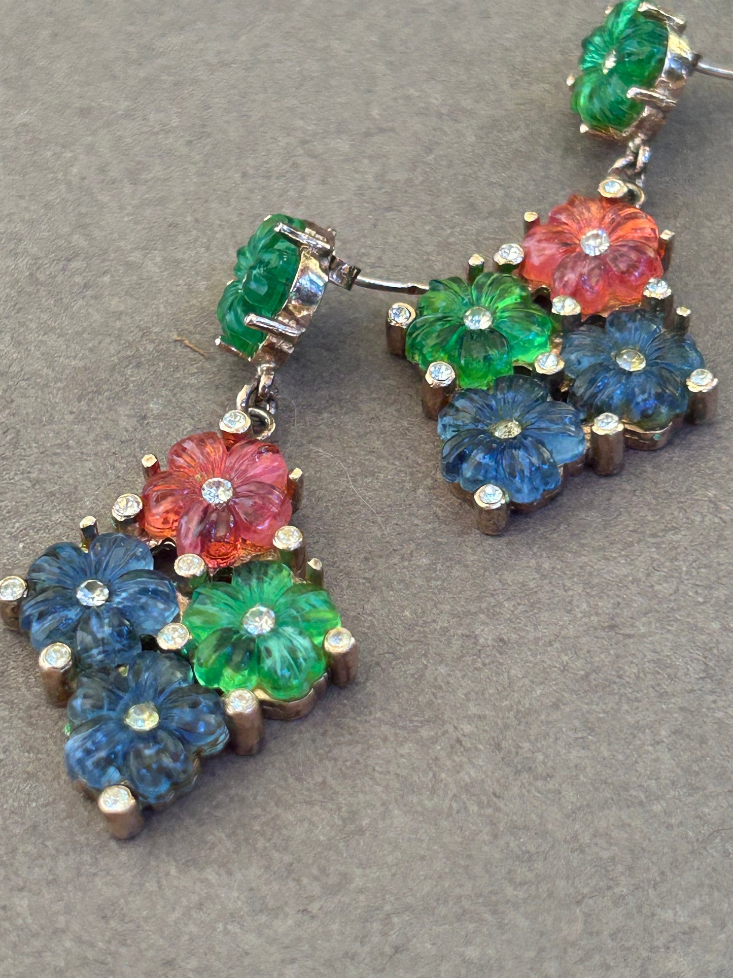 Tutti Frutti vermeil earrings vintage 925