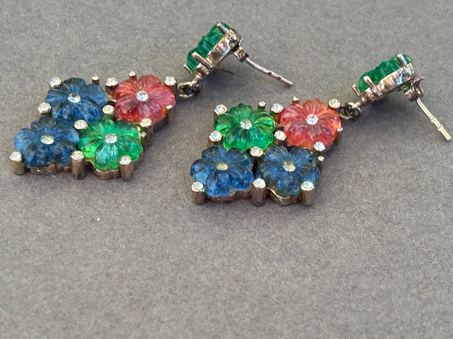 Tutti Frutti vermeil earrings vintage 925