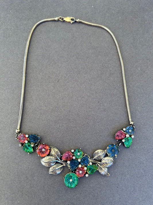 Tutti Frutti vermeil vintage necklace 925